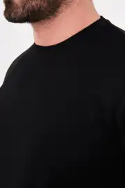 Slim Fit Erkek O Yaka İnce Penye Kumaş Bambu Yumuşak Sweat  4