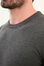 Slim Fit Erkek Düz Kumaş O Yaka Dokuma Triko Kazak 3