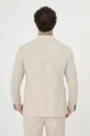 Slim Fit Erkek Torba Cep Mono Yaka Ham Keten Ceket 6