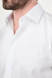 Slim Fit Erkek  Gizli Düğme Düz Uzun Kol Klasik Gömlek 2