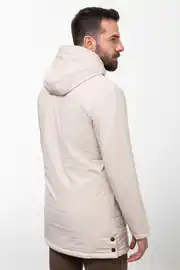 Slim Fit Erkek Kapüşonlu Uzun Su Geçirmez Cepli Fermuarlı Mont 4