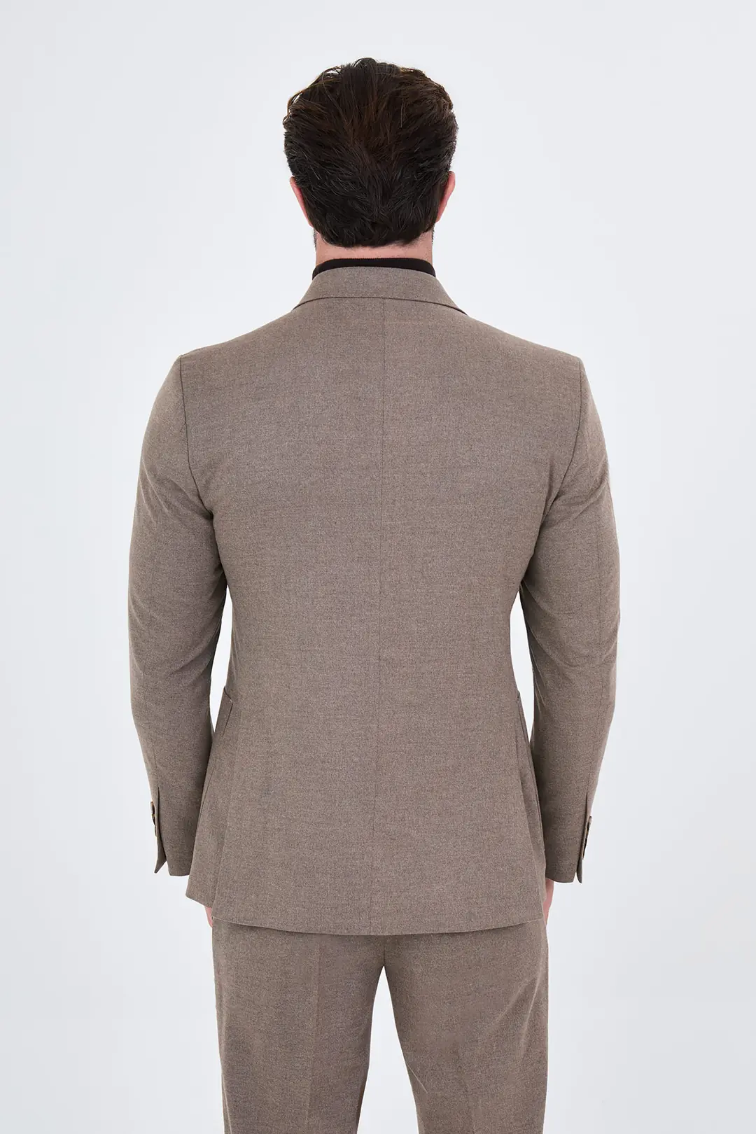 Slim Fit Erkek Yün Kumaş Kışlık Kruvaze Takım Elbise  5