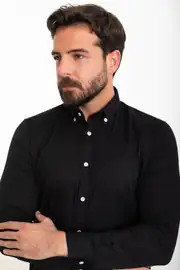 SLİM FİT DÜĞMELİ YAKA ERKEK LİKRALI  GÖMLEK 3