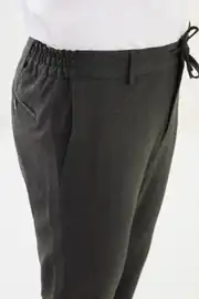 Slim Fit Erkek İpli Lastikli Düz Kumaş Jogger Pantolon 2