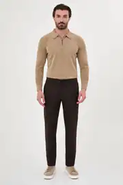 Slim Fit Erkek Yünlü İpli Jogger Lastikli Bel Kışlık Pantolon  5