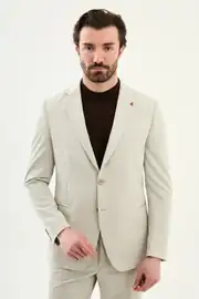 Slim Fit Erkek Mono Yaka Spor Pileli Pantolon Modern Takım Elbise 1