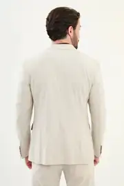 Slim Fit Erkek Yün Kumaş Kruvaze Takım Elbise 4