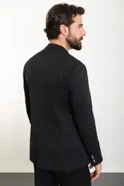 Slim Fit Erkek Mono Yaka Torba Cep Gofre Kumaş Ceket 3