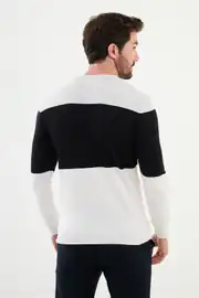 Slim Fit Erkek Parça Desen O Yaka Triko Kazak 3