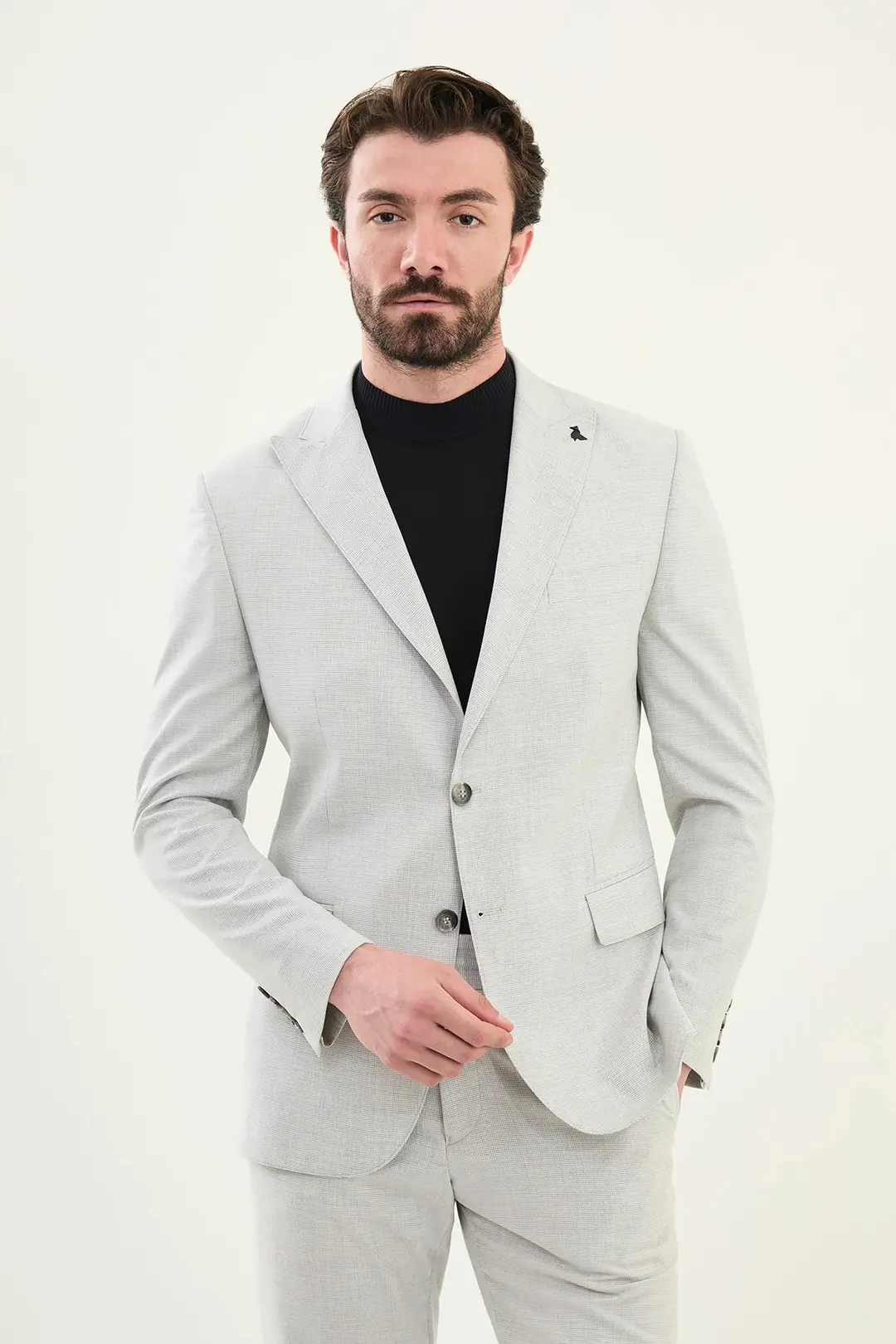 Slim Fit Erkek Dokulu Yeleksiz Jogger Takım Elbise