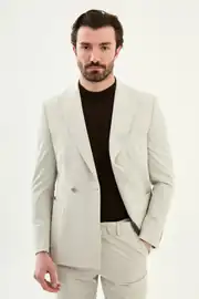 Relaxed Fit Erkek Kırlangıç Yaka Çift Düğme Takım Elbise 3