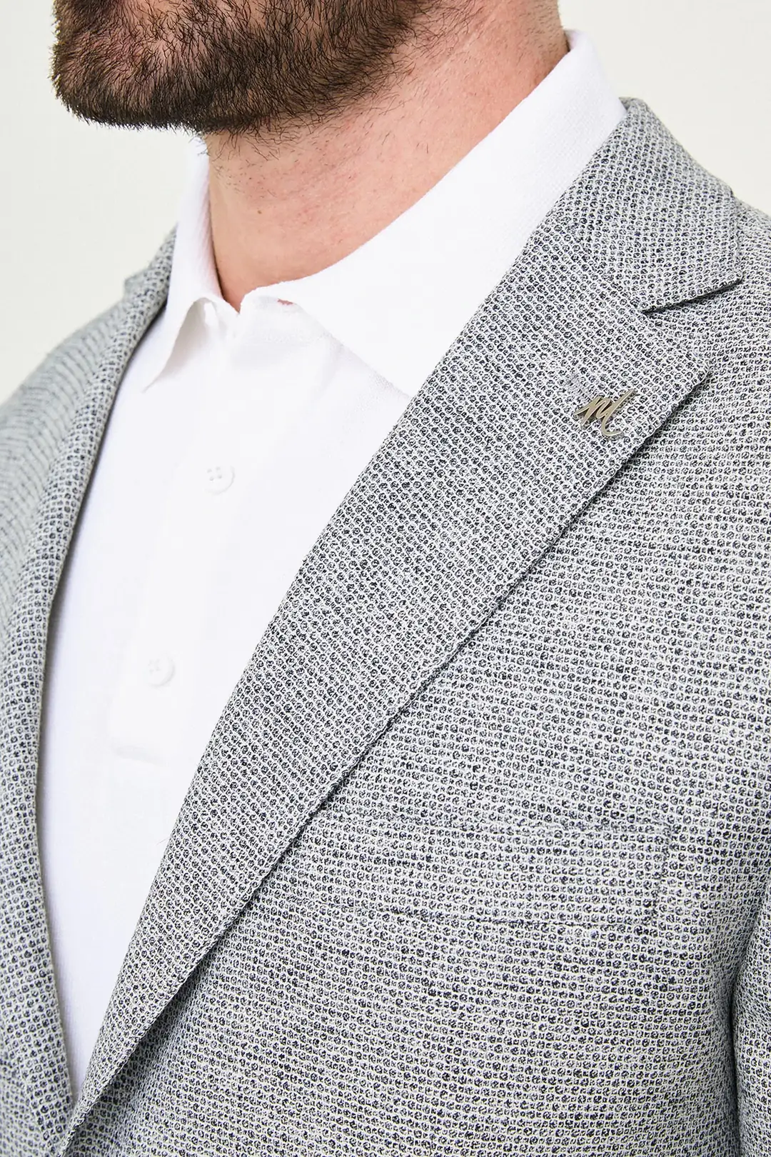 Slim Fit Erkek Mono Yaka Torba Cep Puantiyeli Blazer Ceket 4