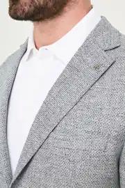 Slim Fit Erkek Mono Yaka Torba Cep Puantiyeli Blazer Ceket 4