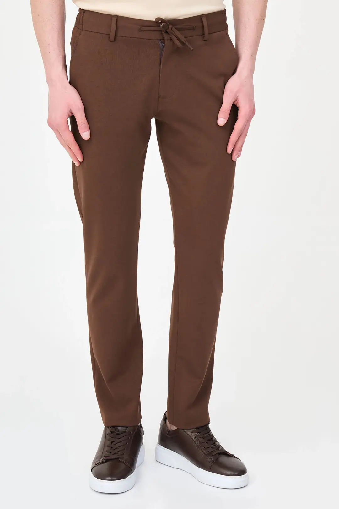 Slim Fit Erkek İpli Lastikli Likralı Penye Kumaş Jogger Pantolon 4