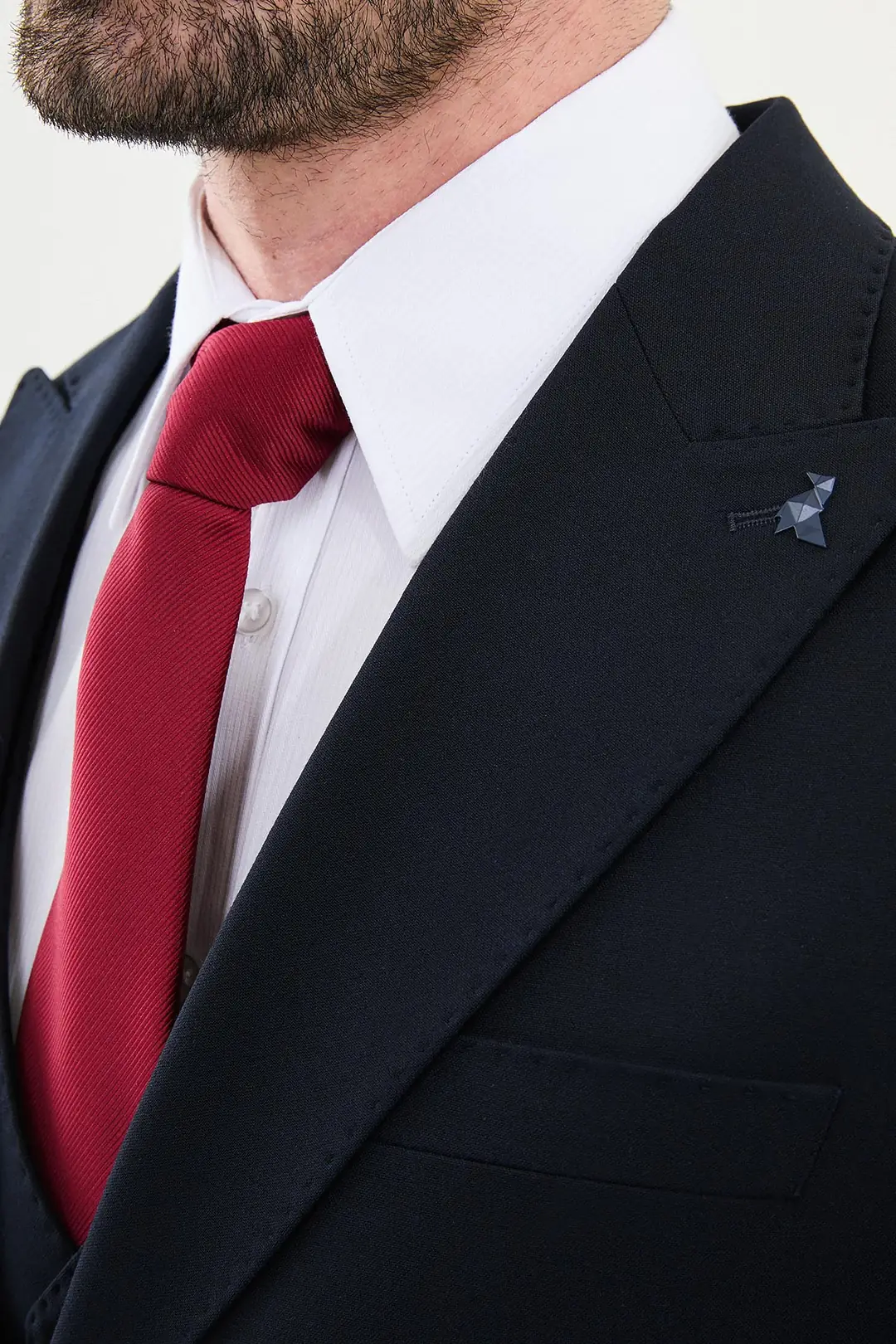 Slim Fit Erkek Sivri Yaka Likralı Yelekli Takım Elbise 5