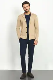 Slim Fit Erkek Çelik Örgü Düğmeli Cepli Çizgi Desen Hırka 3