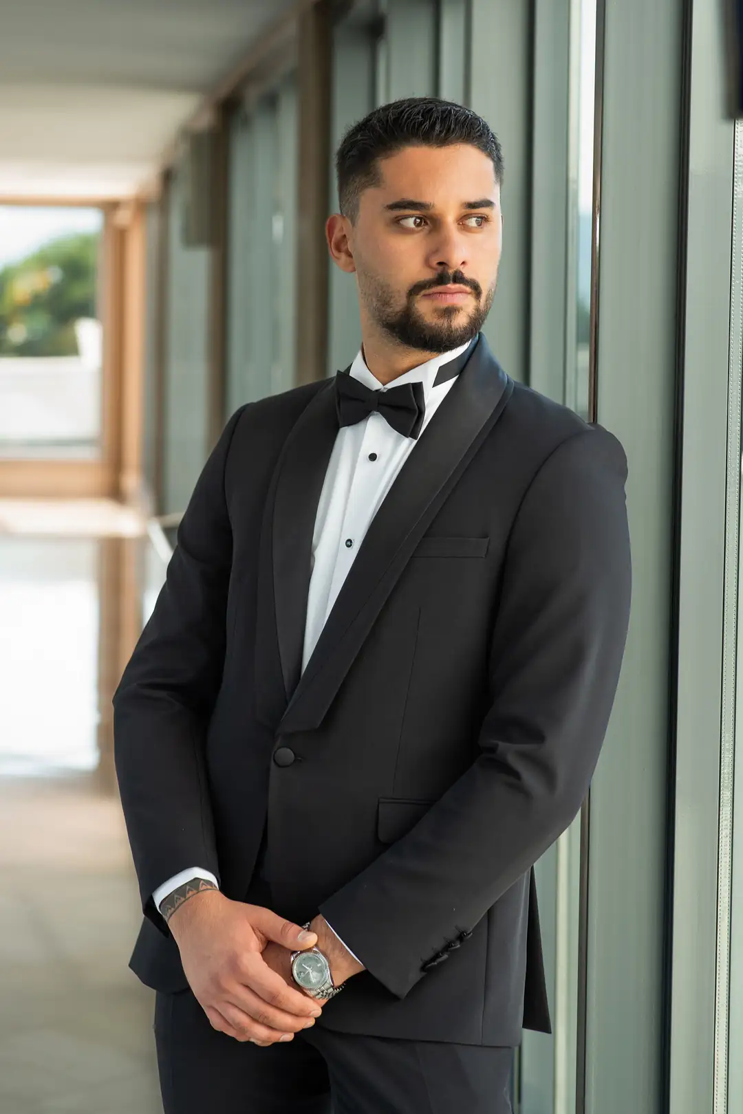 Slim Fit Erkek Saten Şal Yaka Likralı Yelekli Damatlık Smokin 3