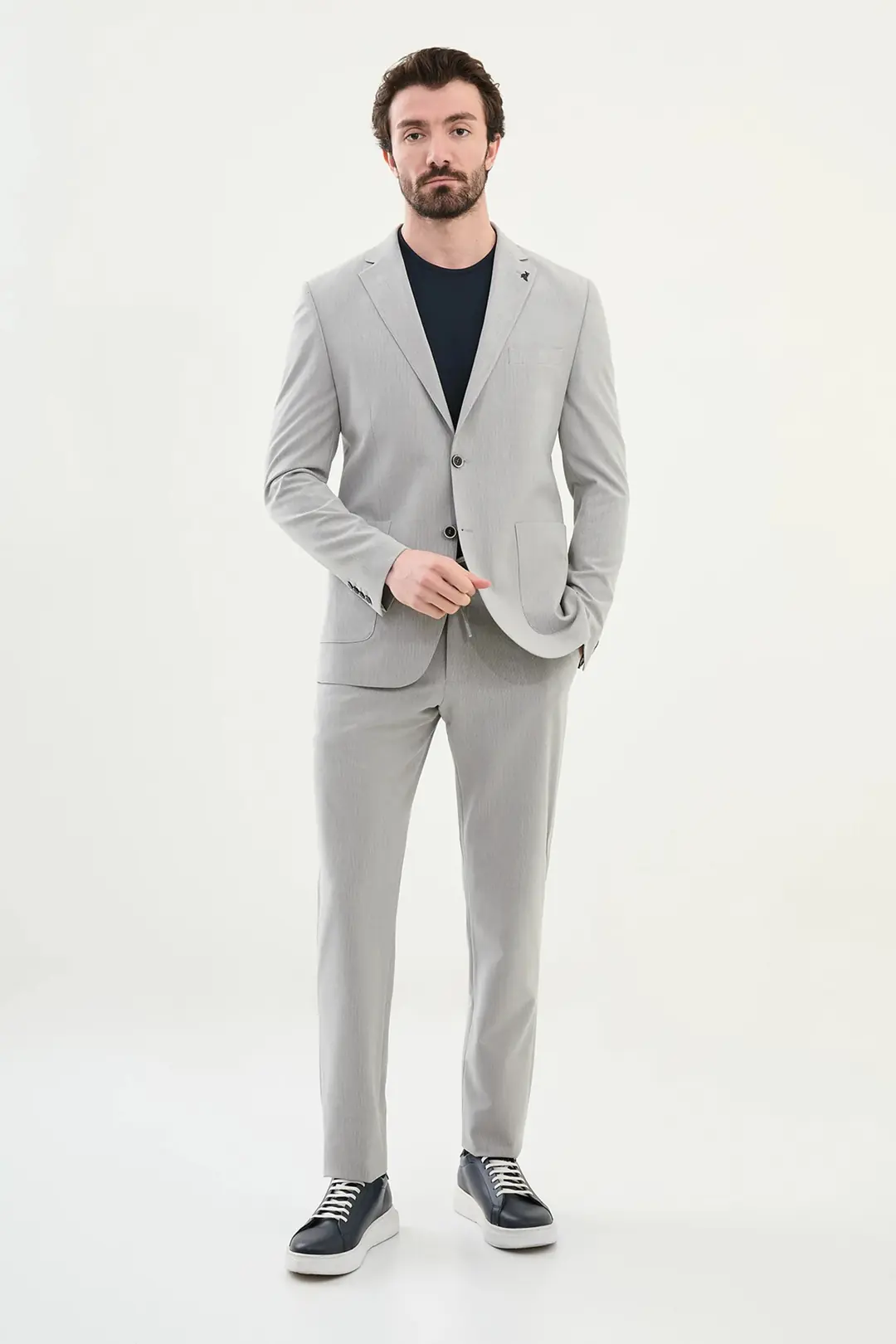 Slim Fit Erkek Torba Cep Gofre Kumaş Joggger Takım Elbise 3