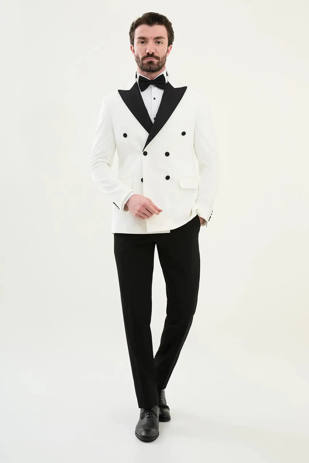 Slim Fit Erkek Kruvaze Likralı Geniş Yaka Damatlık Smokin 3