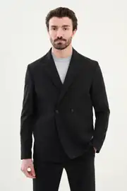 Relaxed Fit Erkek Mono Yaka Rahat Spor Çift  Düğme Takım Elbise 1