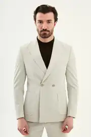 Relaxed Fit Erkek Kırlangıç Yaka Çift Düğme Takım Elbise 1