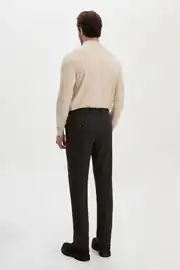 Slim Fit Erkek Çizgili Lastikli Bel İpli Jogger Kışlık Pantolon  4