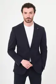 Slim Fit Erkek Likralı Mono Yaka Penye Kumaş Rahat Ceket 1