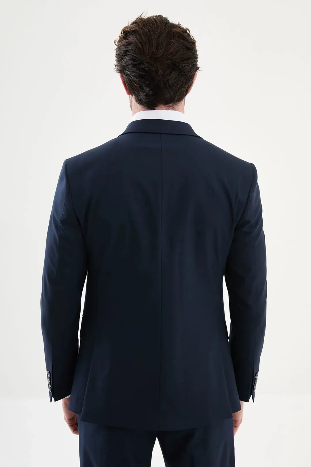 Slim Fit Erkek Sivri Yaka Yelekli Çift Düğme Takım Elbise 6