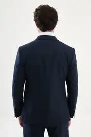 Slim Fit Erkek Sivri Yaka Yelekli Çift Düğme Takım Elbise 6