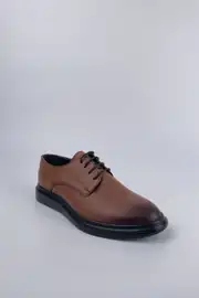 Erkek Hakiki Deri Dokulu Desen Bağcıklı Rahat Taban Klasik Ayakkabı 4
