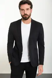 Slim Fit Erkek Mono Yaka Torba Cep Gofre Kumaş Ceket 2