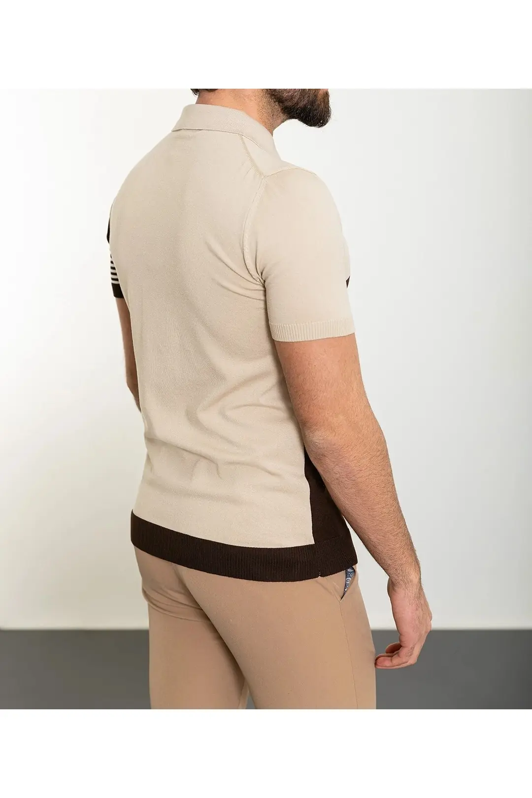 Slim Fit Erkek Parçalı Fermuarlı Polo Yaka Kısa Kol Tshırt 4