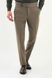 Slim Fit Erkek Yün Kumaş Kemerli Bel Pantolon 2
