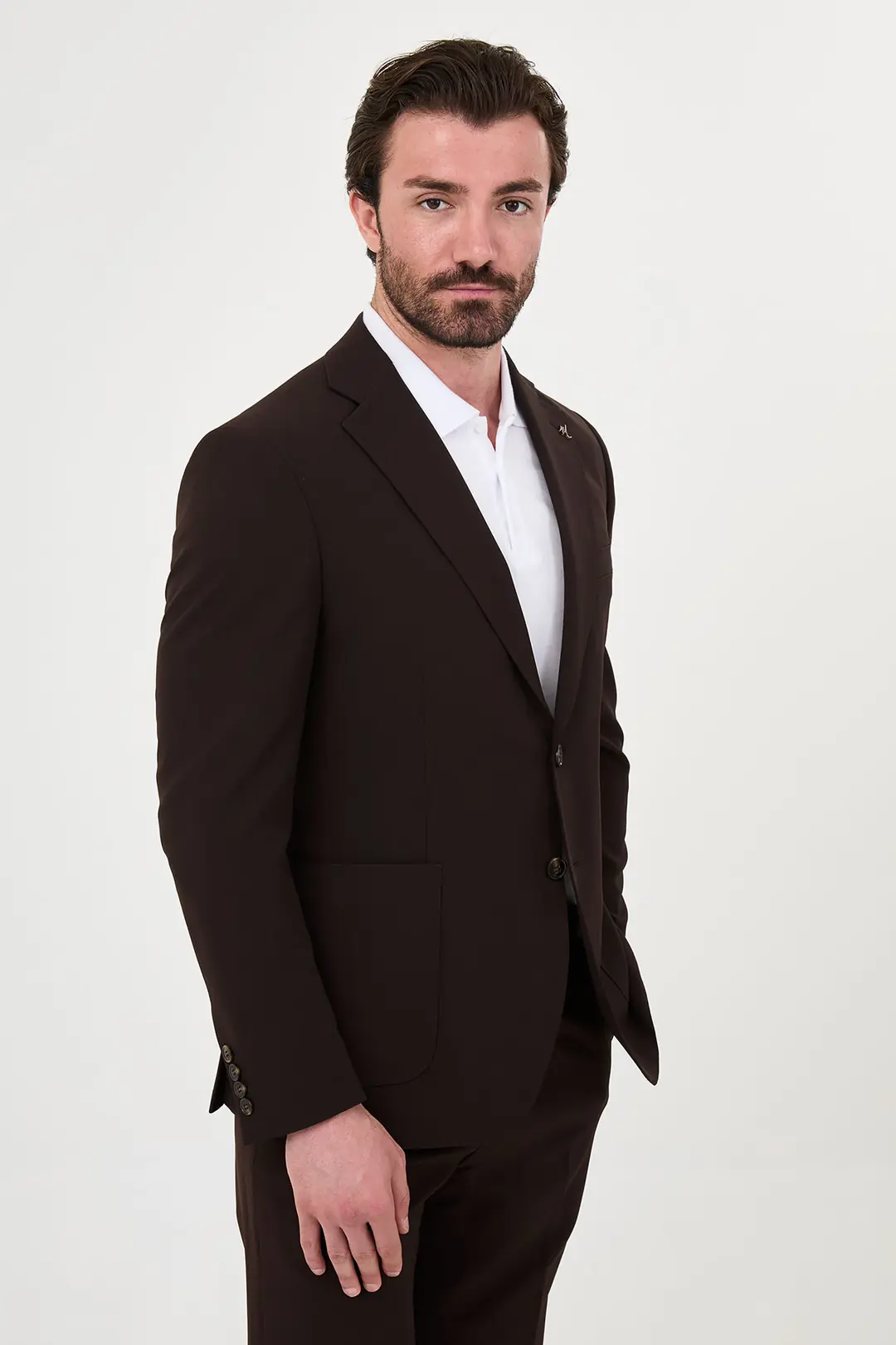Slim Fit Erkek Geniş Mono Yaka Digital Baskı Rahat Kumaş Takım Elbise  3