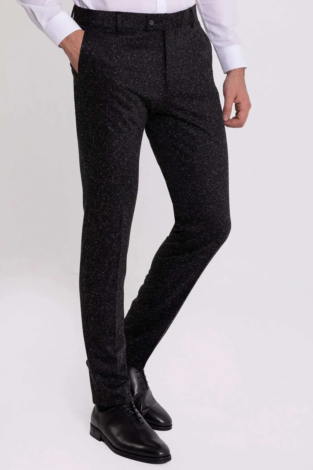 Slim Fit Erkek Armürlü Klasik Dar Paça Kumaş Pantolon