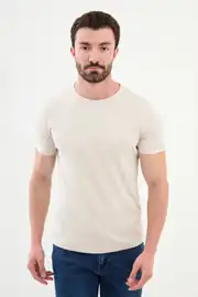Slim Fit Erkek Bambu Kumaş O Yaka Kısa Kol Düz Tshırt 1