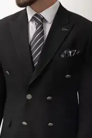 Büyük Beden Erkek Sivri Yaka Kruvaze Rahat Takım Elbise 5