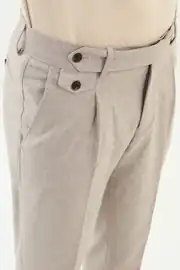 Slim Fit Erkek Pileli Kemerli Bel Kumaş Pantolon 4