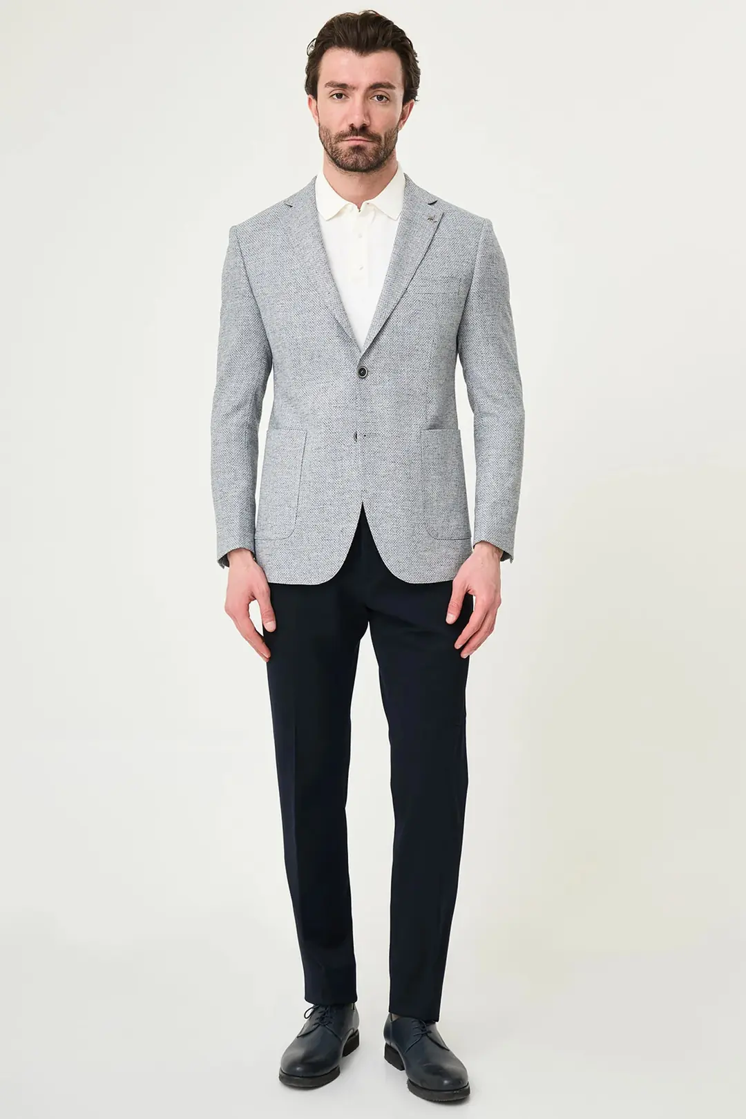Slim Fit Erkek Mono Yaka Torba Cep Puantiyeli Blazer Ceket 3
