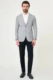 Slim Fit Erkek Mono Yaka Torba Cep Puantiyeli Blazer Ceket 3
