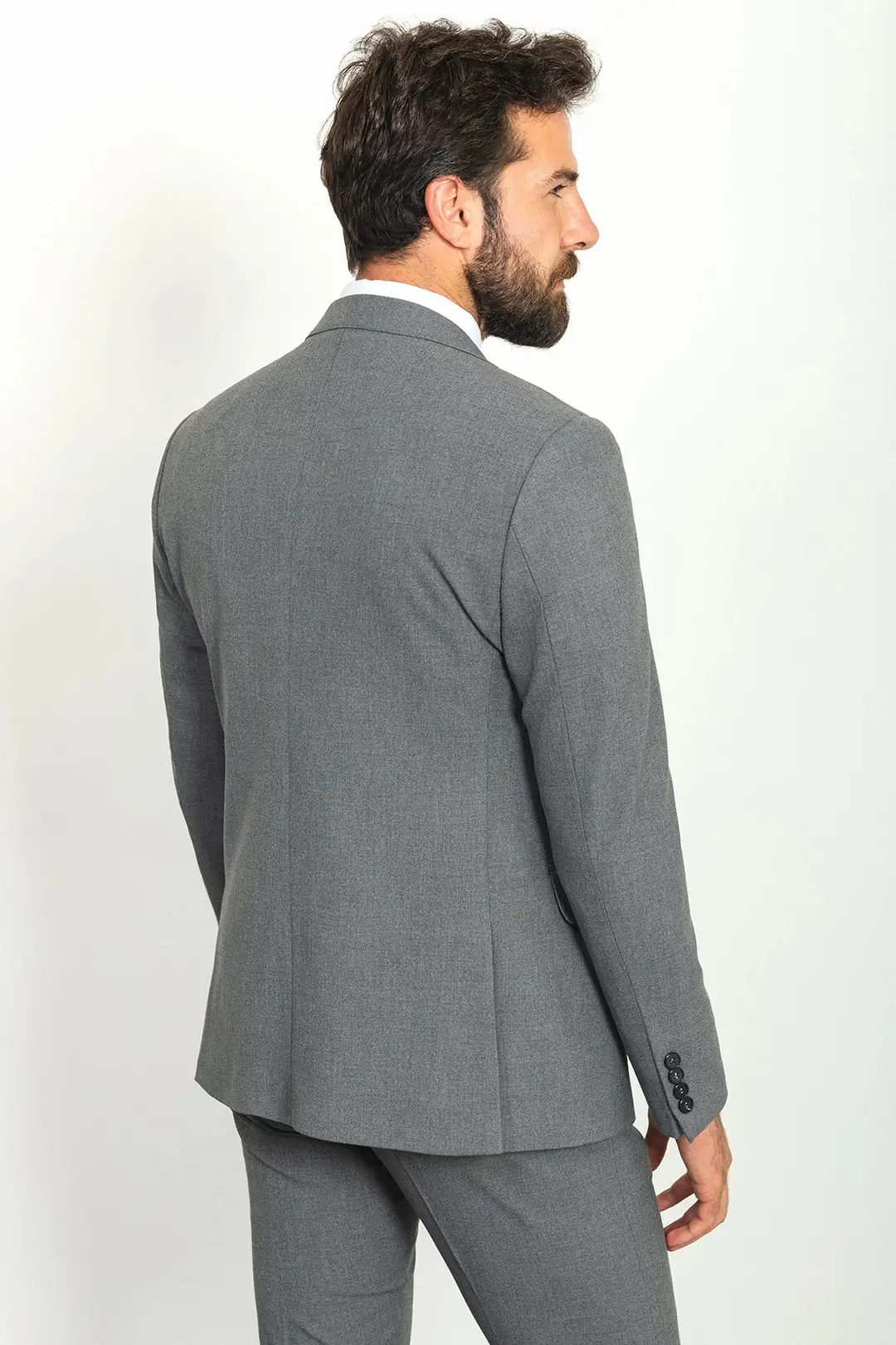 Slim Fit Erkek Mono Yaka Likralı Yelekli Takım Elbise 4