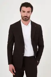 Slim Fit Erkek Geniş Mono Yaka Digital Baskı Rahat Kumaş Takım Elbise  2