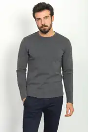 Slim Fit Erkek Softshell Kumaş O Yaka Sweat 1