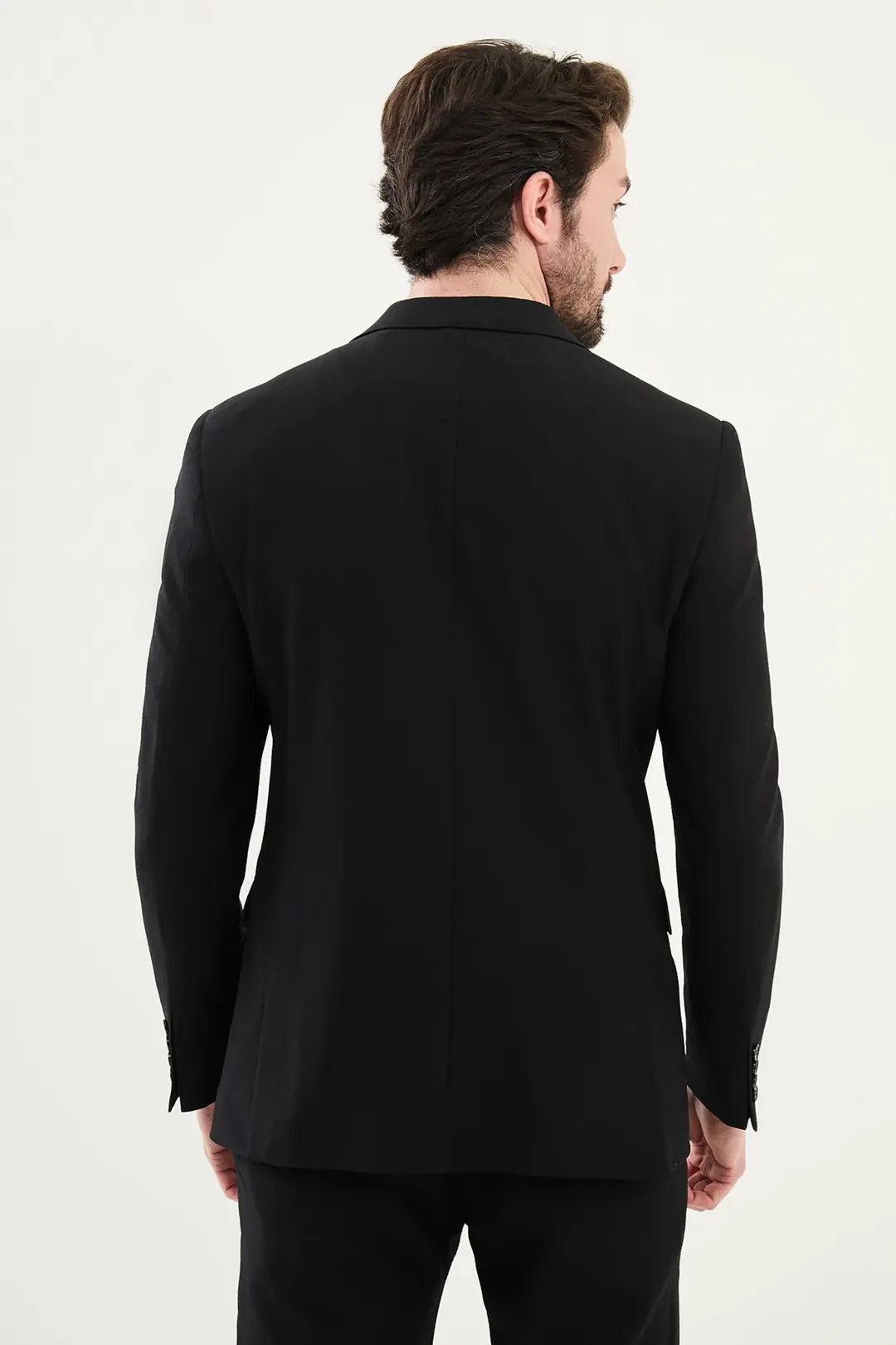 Slim Fit Erkek Sivri Yaka Gofre Dokuma Likralı Kruvaze Ceket 5