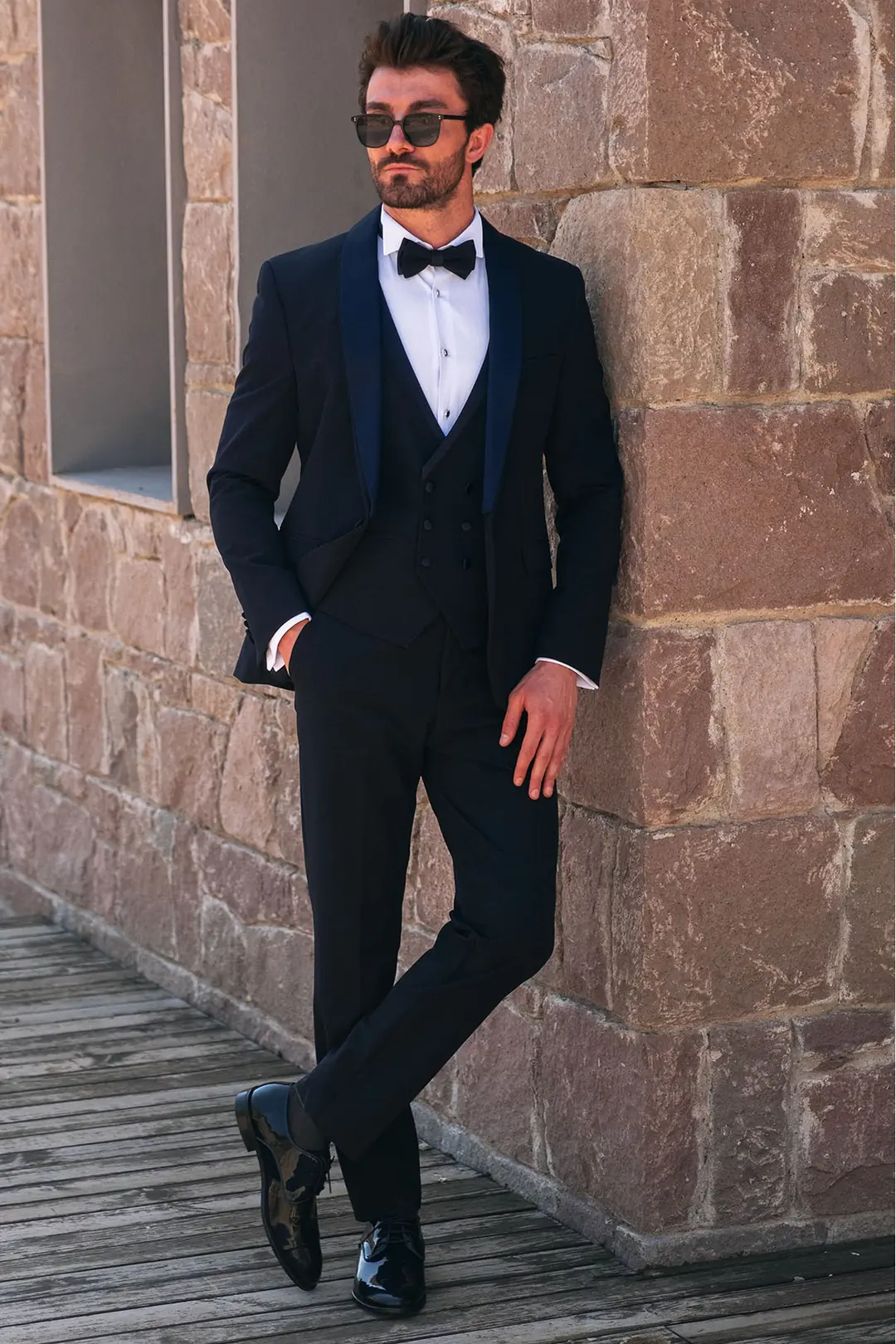 Slim Fit Erkek Şal Yaka Likralı Kumaş  Smokin 4