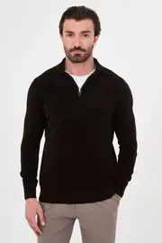 Slim Fit Erkek Fermuarlı  Boğazlı Model Pamuklu Yumuşak Sweat 1