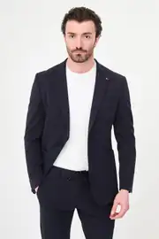 Slim Fit Erkek Likralı Mono Yaka Penye Kumaş Rahat Ceket 2