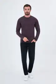 Slim Fit Erkek Penye Kumaş O Yaka Bambu İnce Sweat  2