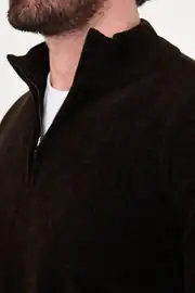 Slim Fit Erkek Fermuarlı  Boğazlı Model Pamuklu Yumuşak Sweat 5