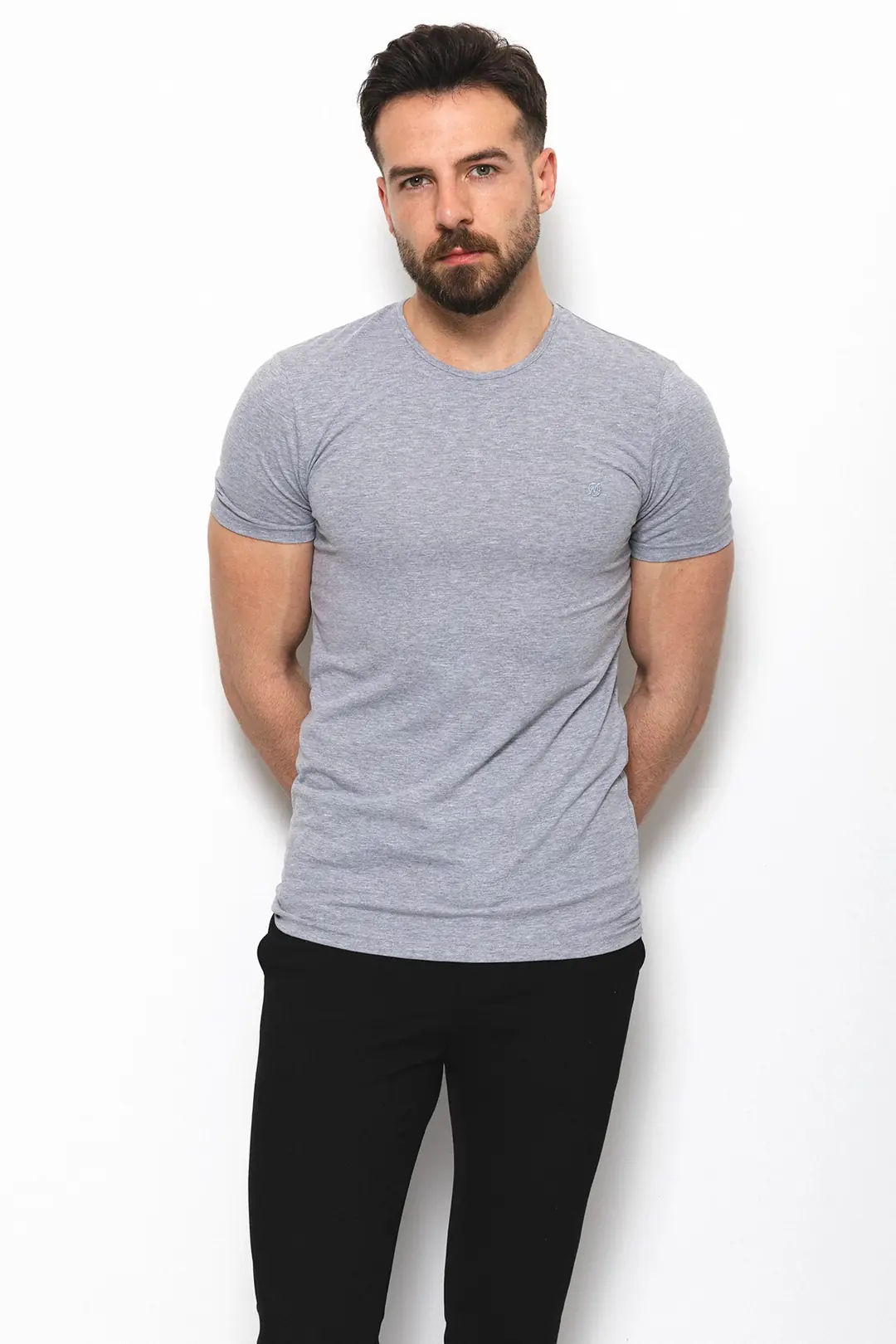 Slim Fit Erkek Düz O Yaka Kısa Kol Penye Tshırt 1